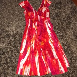 Calvin Klein Multi color v neck cap sleeve dress